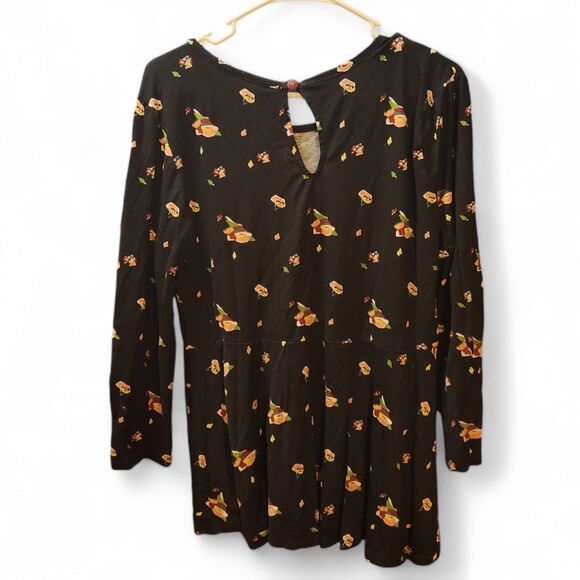 Matilda Jane Pep In Your Step Peplum Top, Women’s XL, Black Floral Rayon/Spandex - Picture 2 of 9